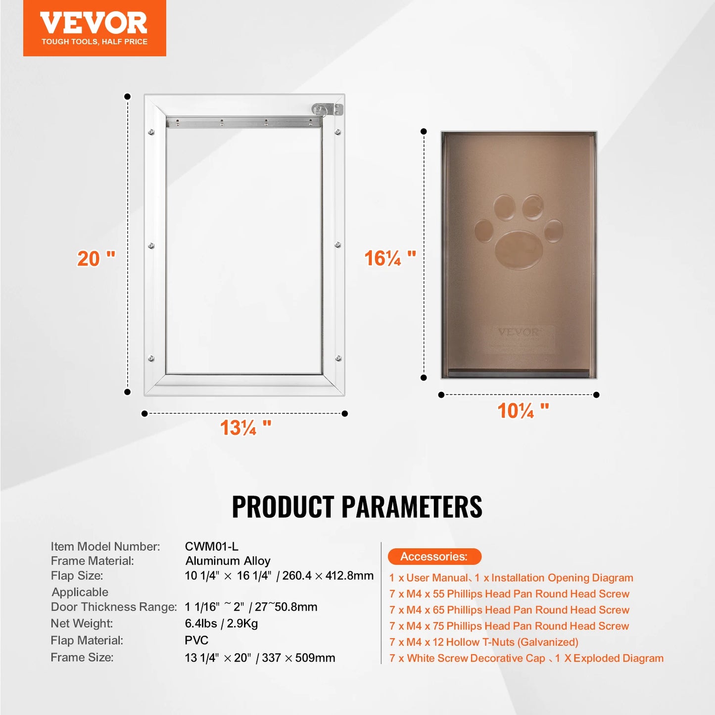 Pet Door With Aluminum Frame And Lockable Flap Weatherproof