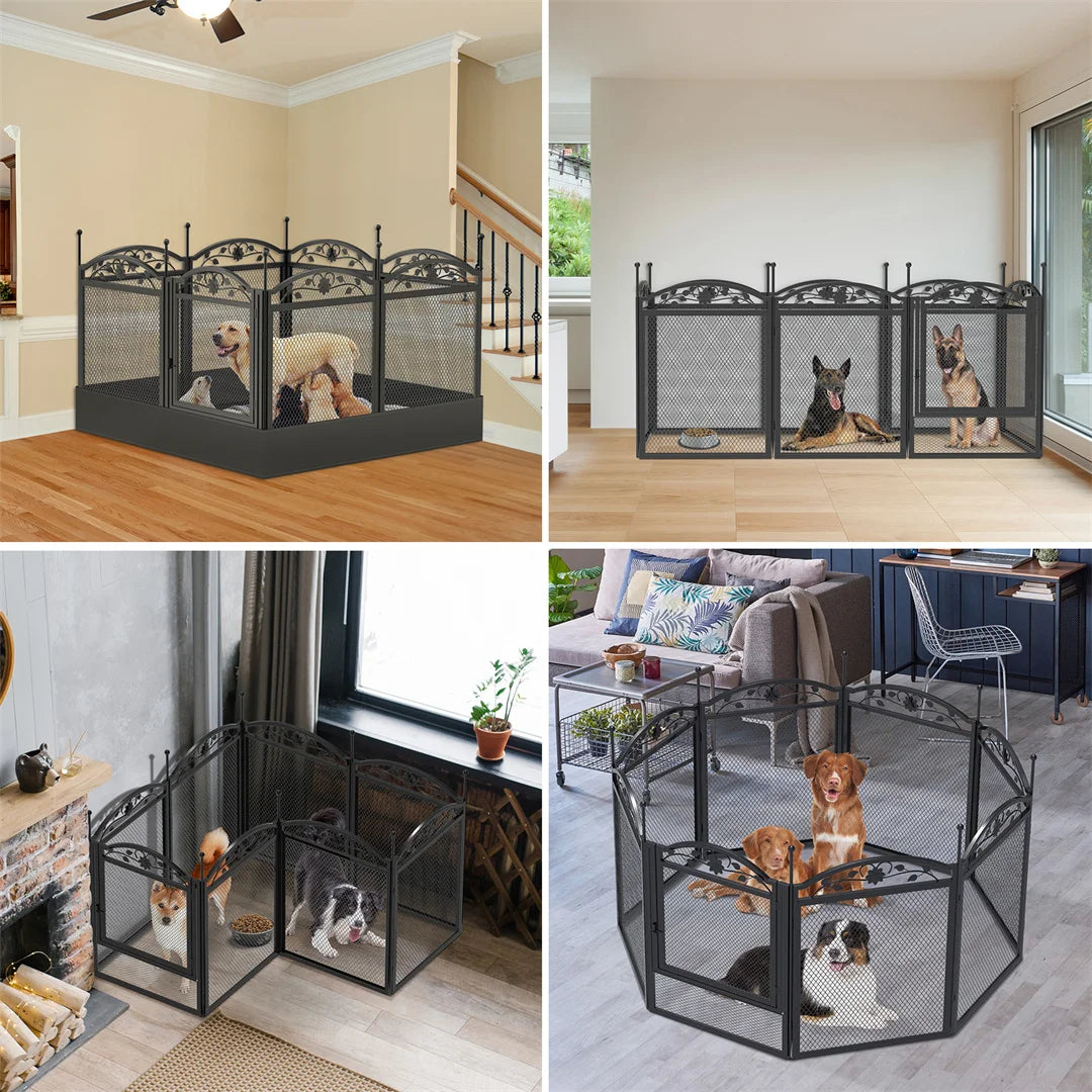 BINGOPAW 8 Panel Heavy Duty Dog Playpen Outdoor Metal Fence With Waterproof Pad