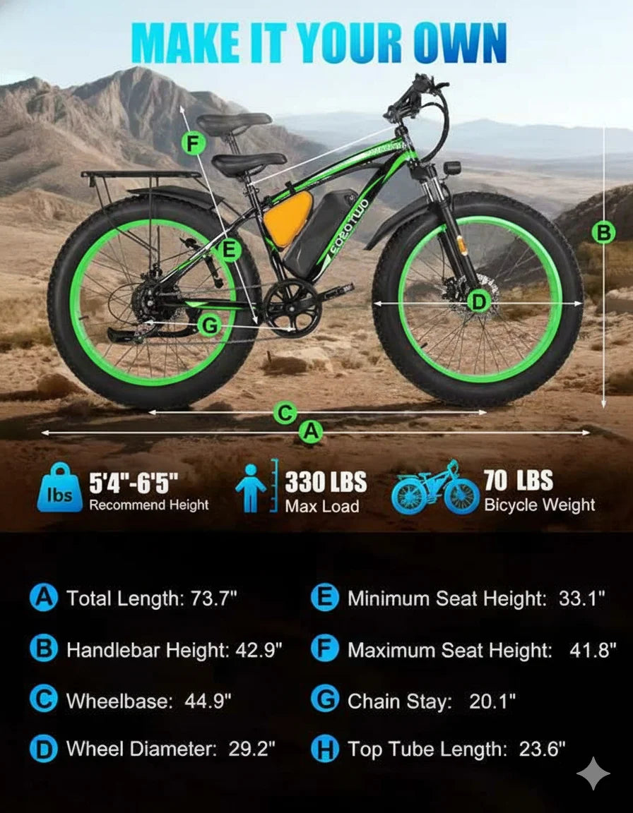 Fat Tire Electric Bike With 1000W Motor And 48V Battery