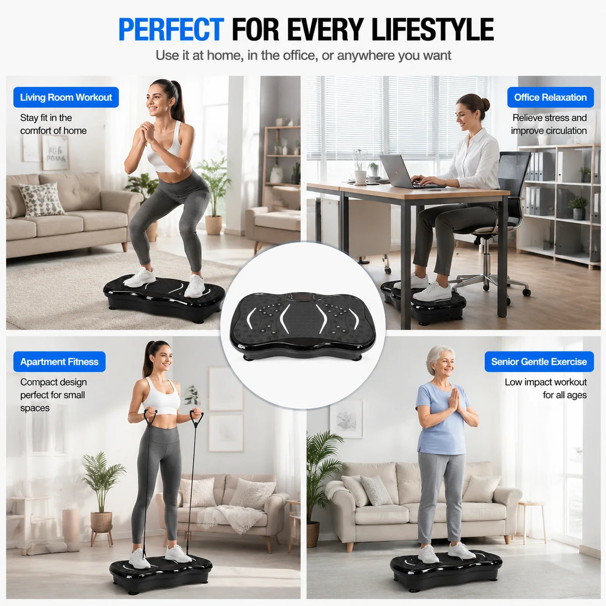 Bluetooth Vibration Plate Machine for Muscle Toning and Home Workouts