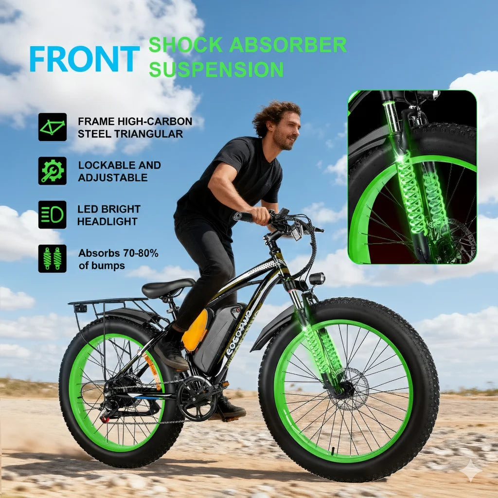 Fat Tire Electric Bike With 1000W Motor And 48V Battery