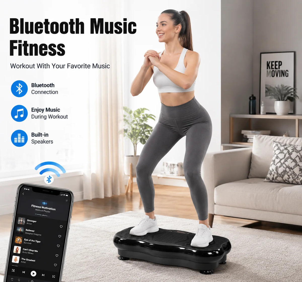 Bluetooth Vibration Plate Machine for Muscle Toning and Home Workouts