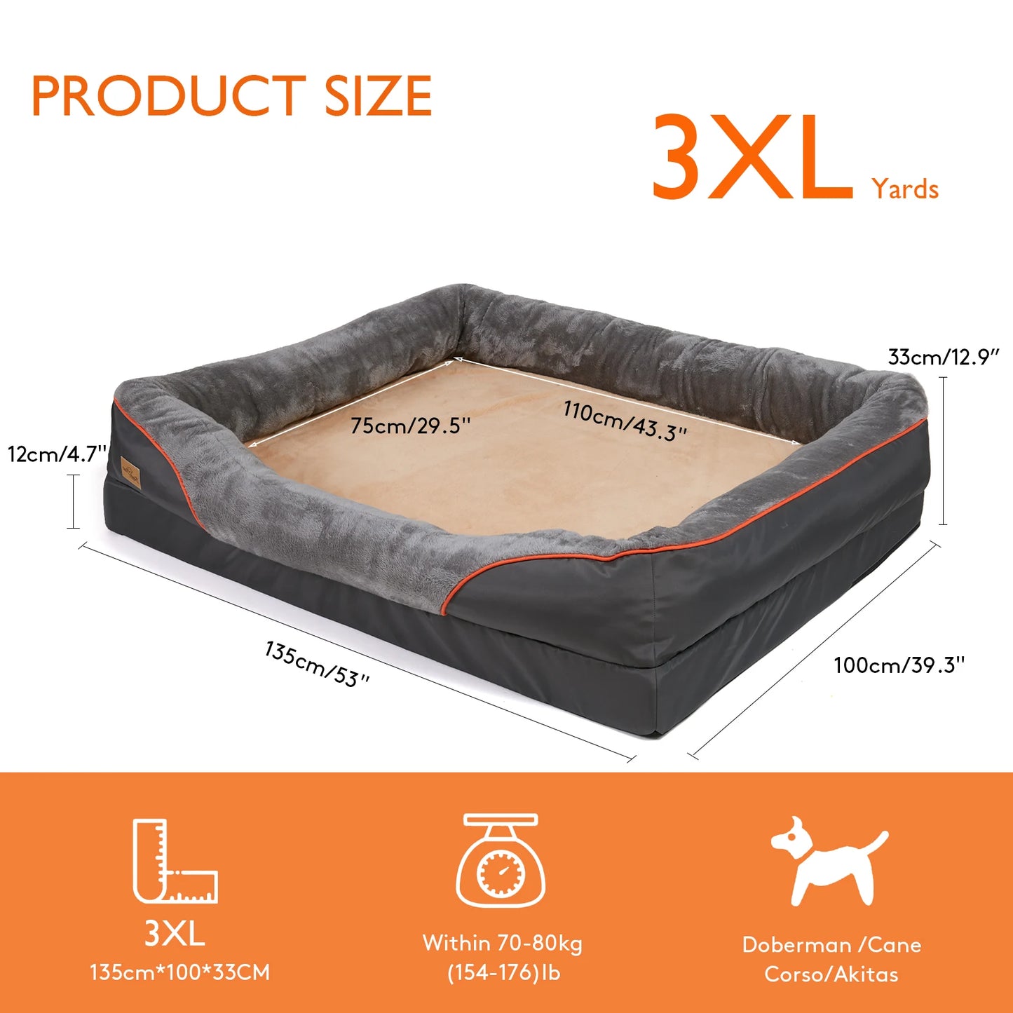 BINGOPAW Anti Allergy Dog Bed Removable Washable Fleece Cover Waterproof