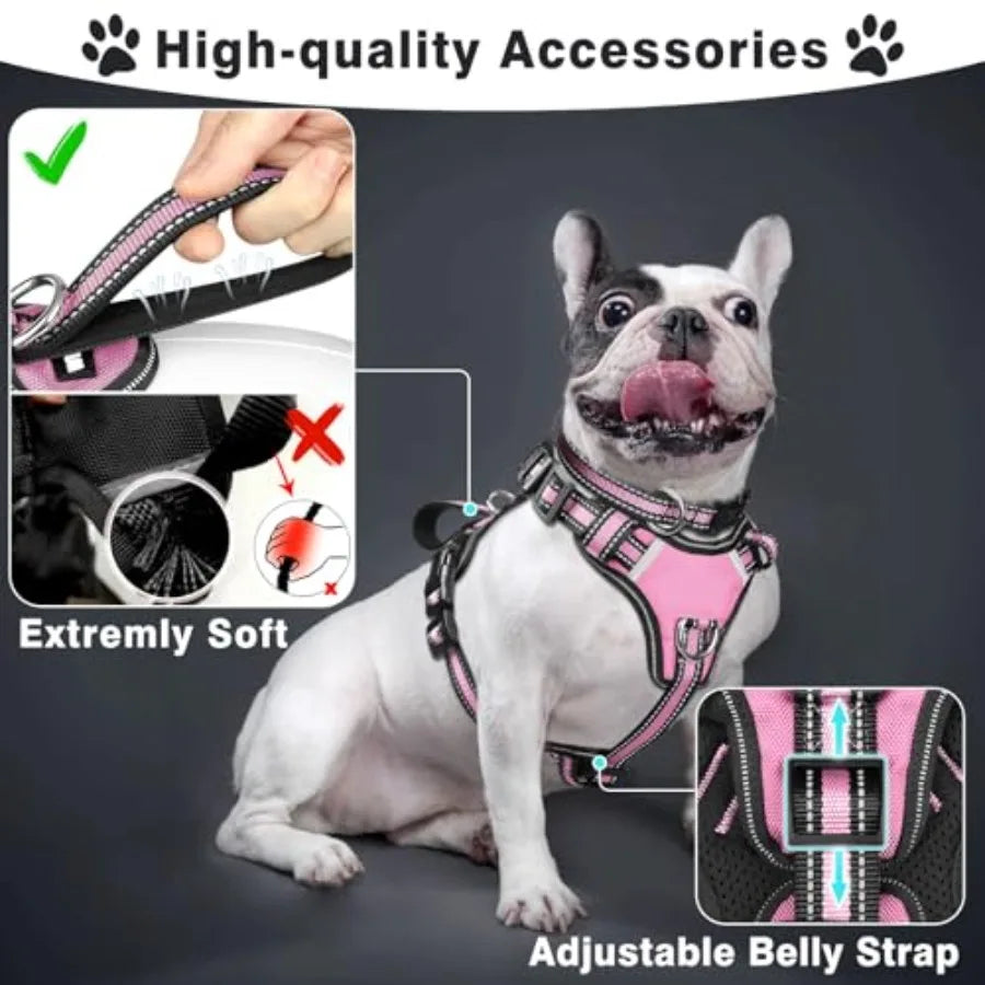 Reflective Nylon No Pull Dog Harness Collar And Leash Set