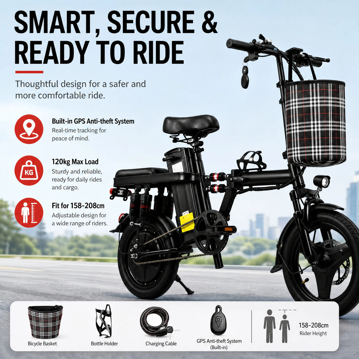 Portable Folding Electric Bike With Lithium Battery And Dual Suspension
