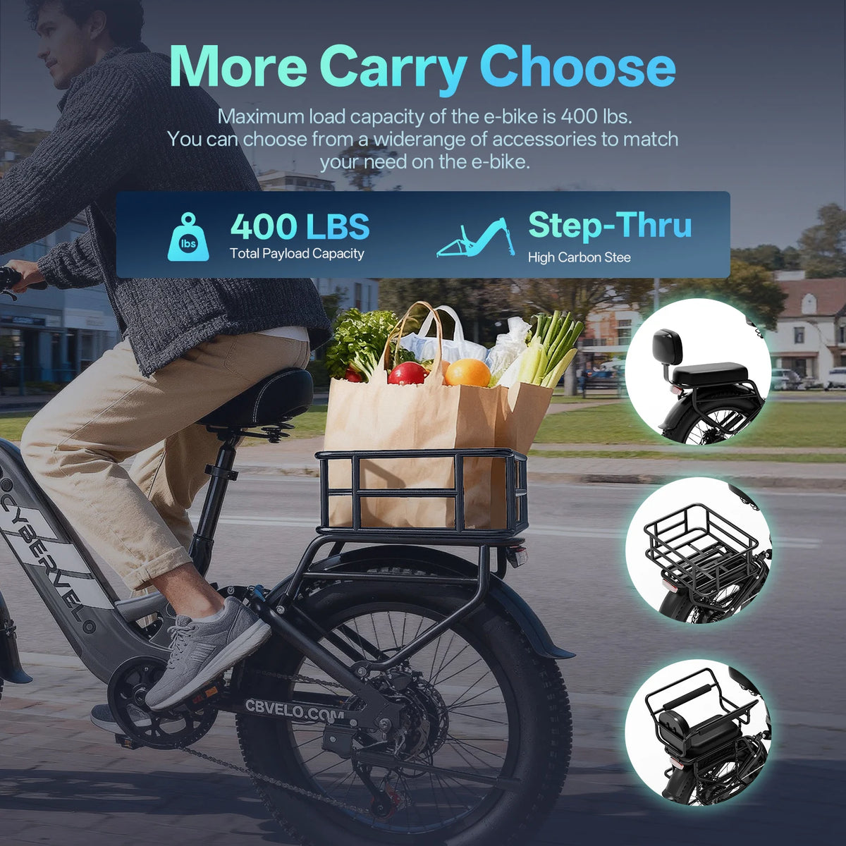 Cybervelo Step Through Commuter Electric Bike With Long Range Battery