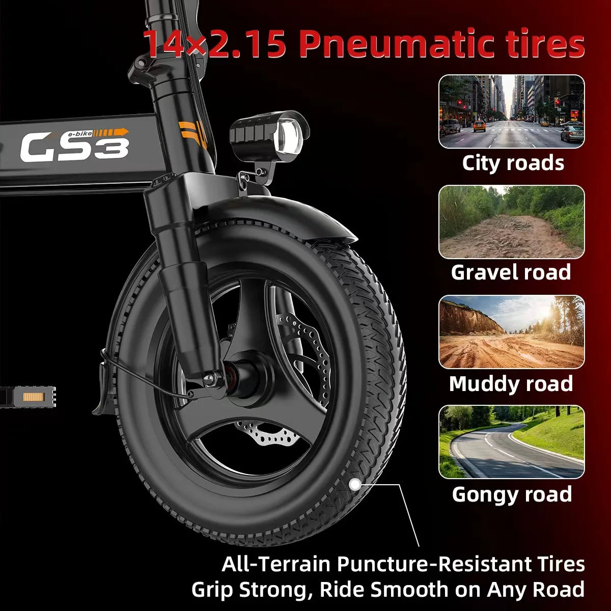 UPlee GS3 Folding Electric Bike With Powerful 500W Motor Power
