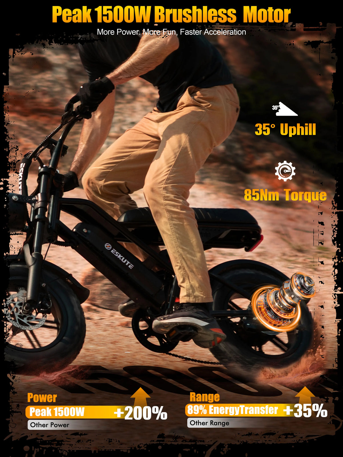 ESKUTE V100 Electric Dirt Bike With Dual Suspension