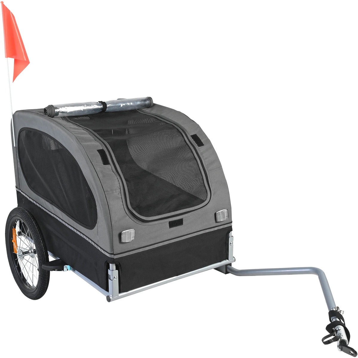 SucceBuy Collapsible Dog Bike Trailer Pet Carrier with Safety Reflectors
