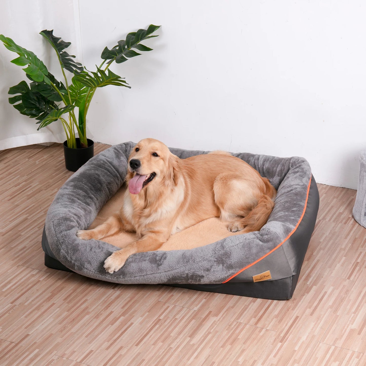 BINGOPAW Jumbo Orthopedic Memory Foam Dog Bed With Bolsters