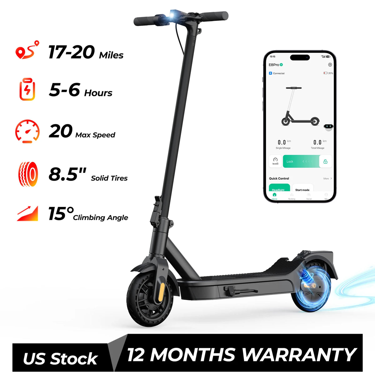 HeroPick 1000W Folding Electric Scooter With Smart App Support