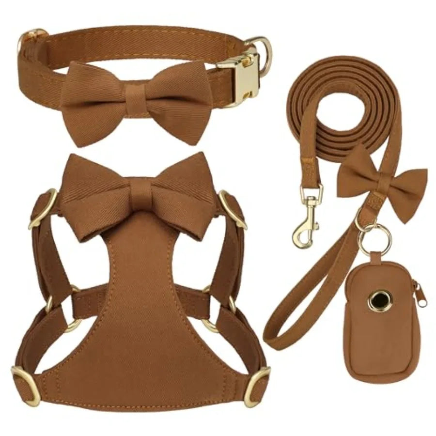 Adjustable Step-In Dog Harness Collar and Leash Set for Walking