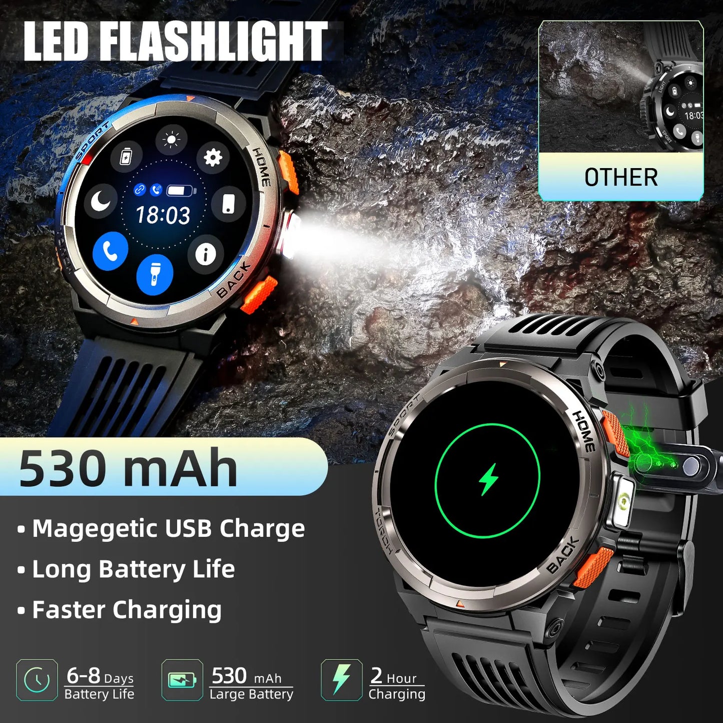 EIGIIS KE5 Smart Watch 3ATM Waterproof With Compass Barometer
