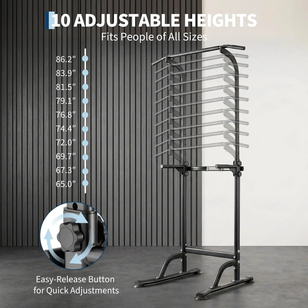 HiMISS Power Tower Dip Station Pull Up Bar Home Gym Equipment