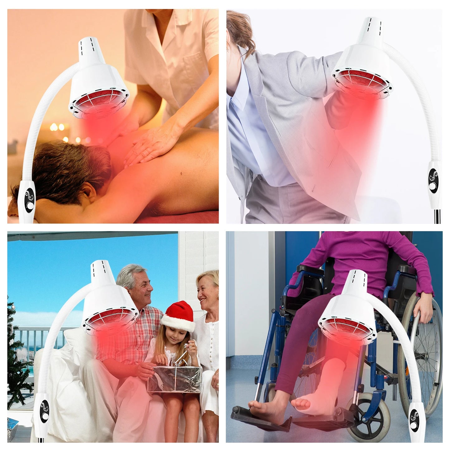Infrared Heat Therapy Lamp 275W for Pain Relief, Adjustable Angle, Home Use