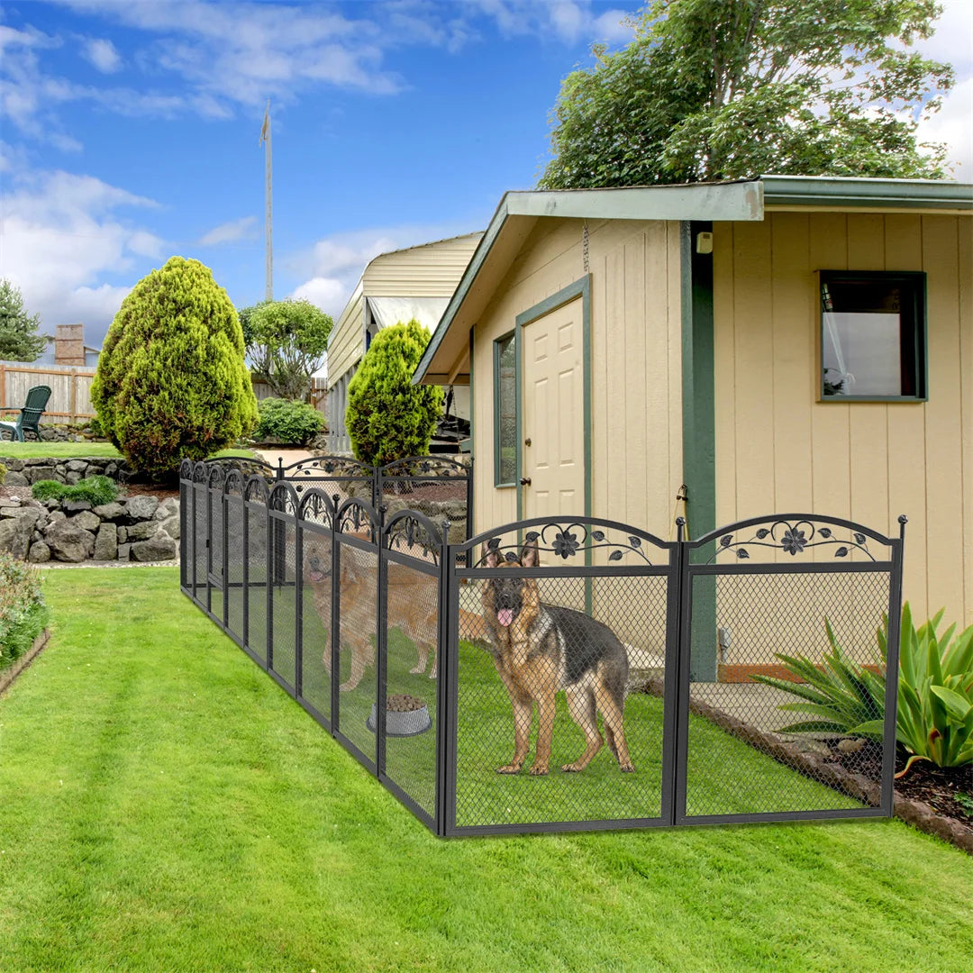 BINGOPAW 8 Panel Heavy Duty Dog Playpen Outdoor Metal Fence With Waterproof Pad