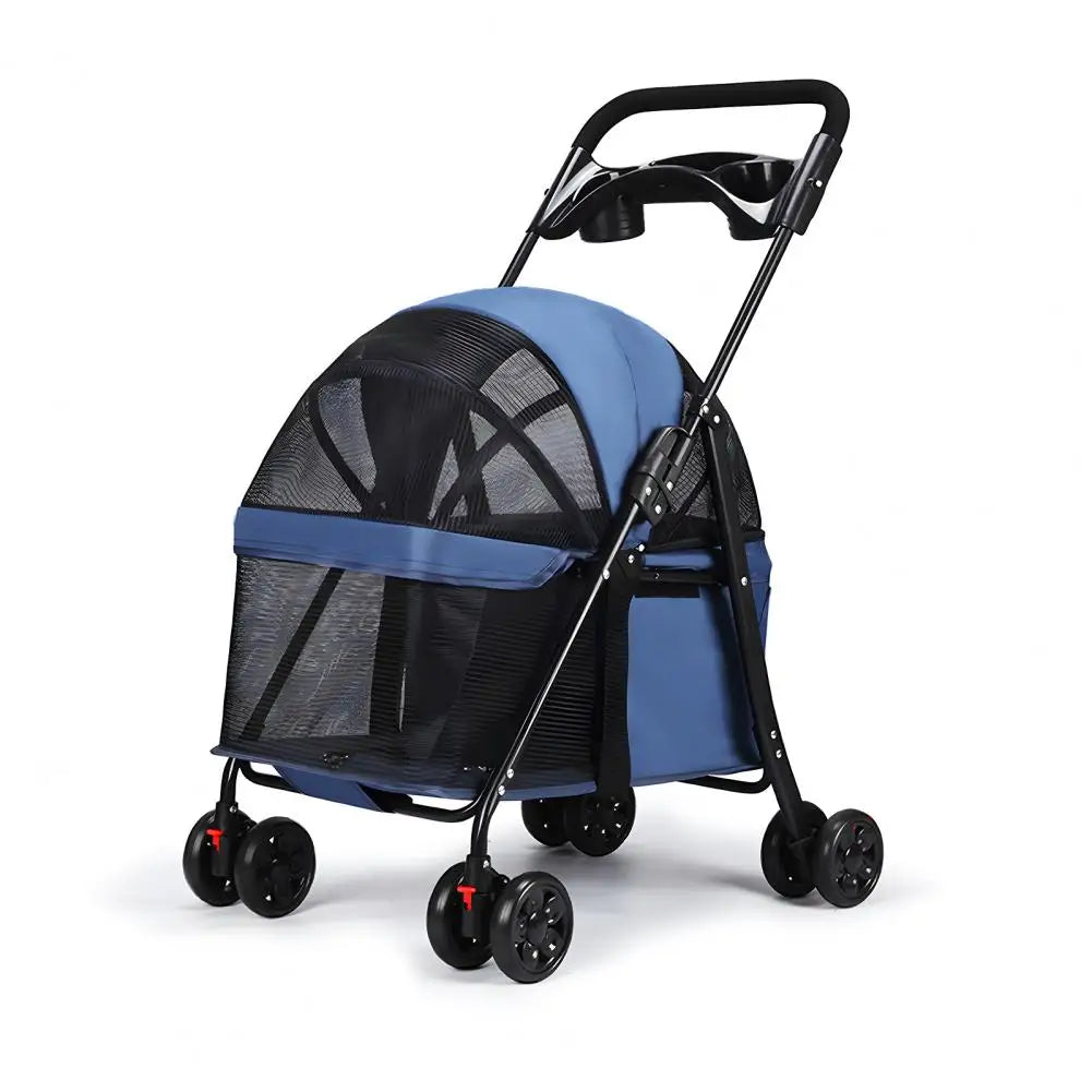 Breathable Mesh Pet Stroller With Visible Window And Folding Design