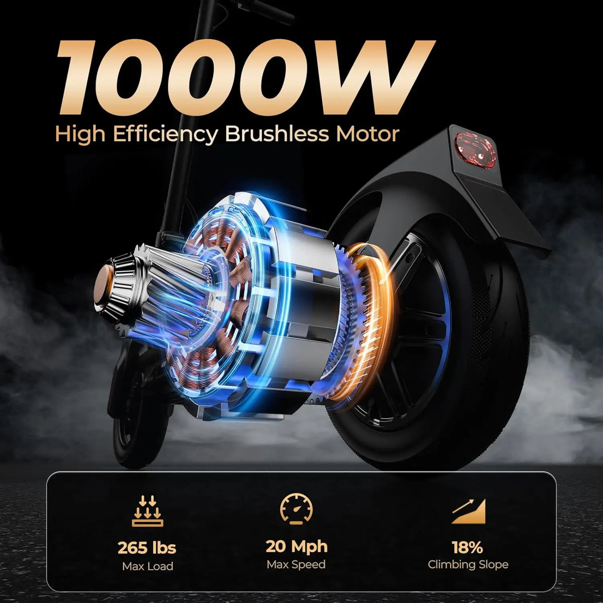 HeroPick 1000W Folding Electric Scooter With Smart App Support