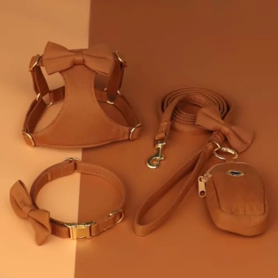Adjustable Step-In Dog Harness Collar and Leash Set for Walking
