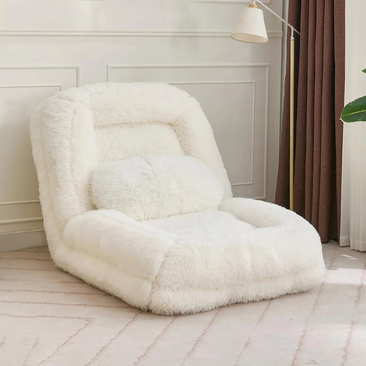 Convertible Upholstered Sofa Bed With Adjustable Backrest And Two Pillows