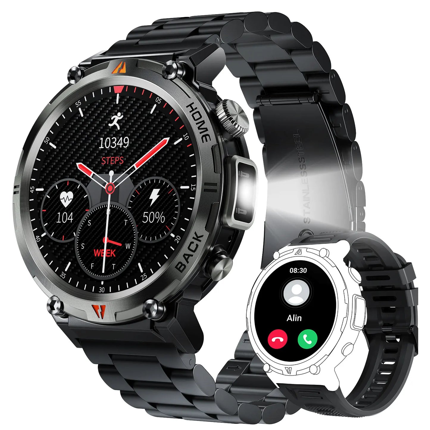 EIGIIS KE3 Bluetooth Smartwatch For Men With Health Monitor