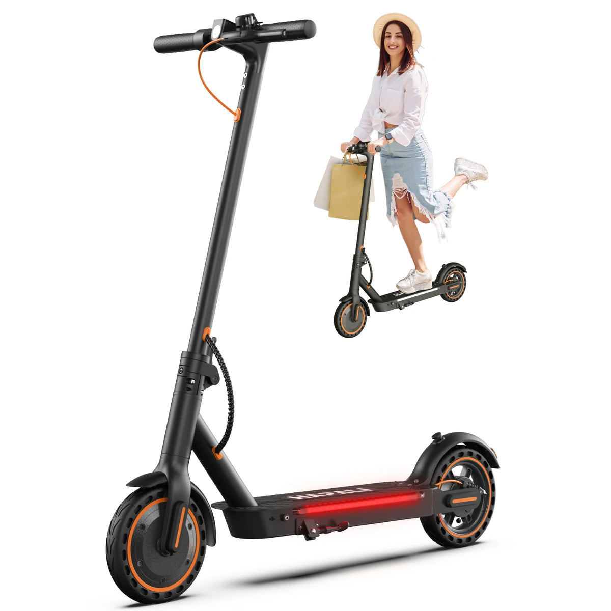 Osboo Foldable Electric Scooter With Dual Suspension And Turn Signals