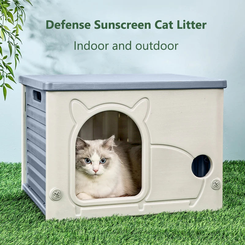 Rainproof Outdoor Cat House For Cozy All Season Pet Comfort