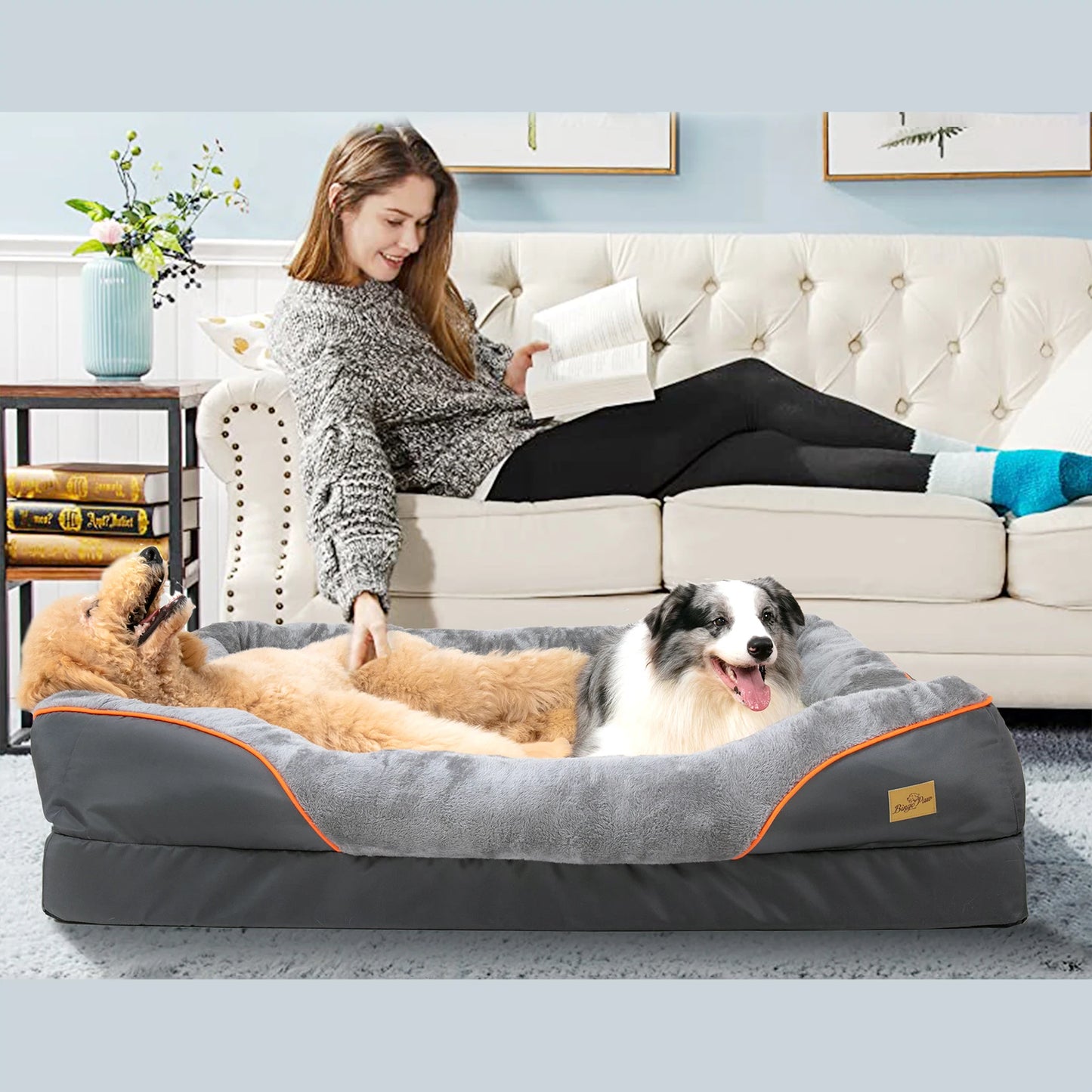 BINGOPAW Anti Allergy Dog Bed Removable Washable Fleece Cover Waterproof