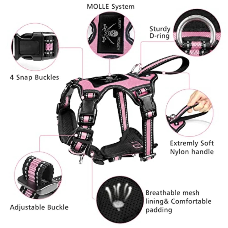 Reflective Nylon No Pull Dog Harness Collar And Leash Set