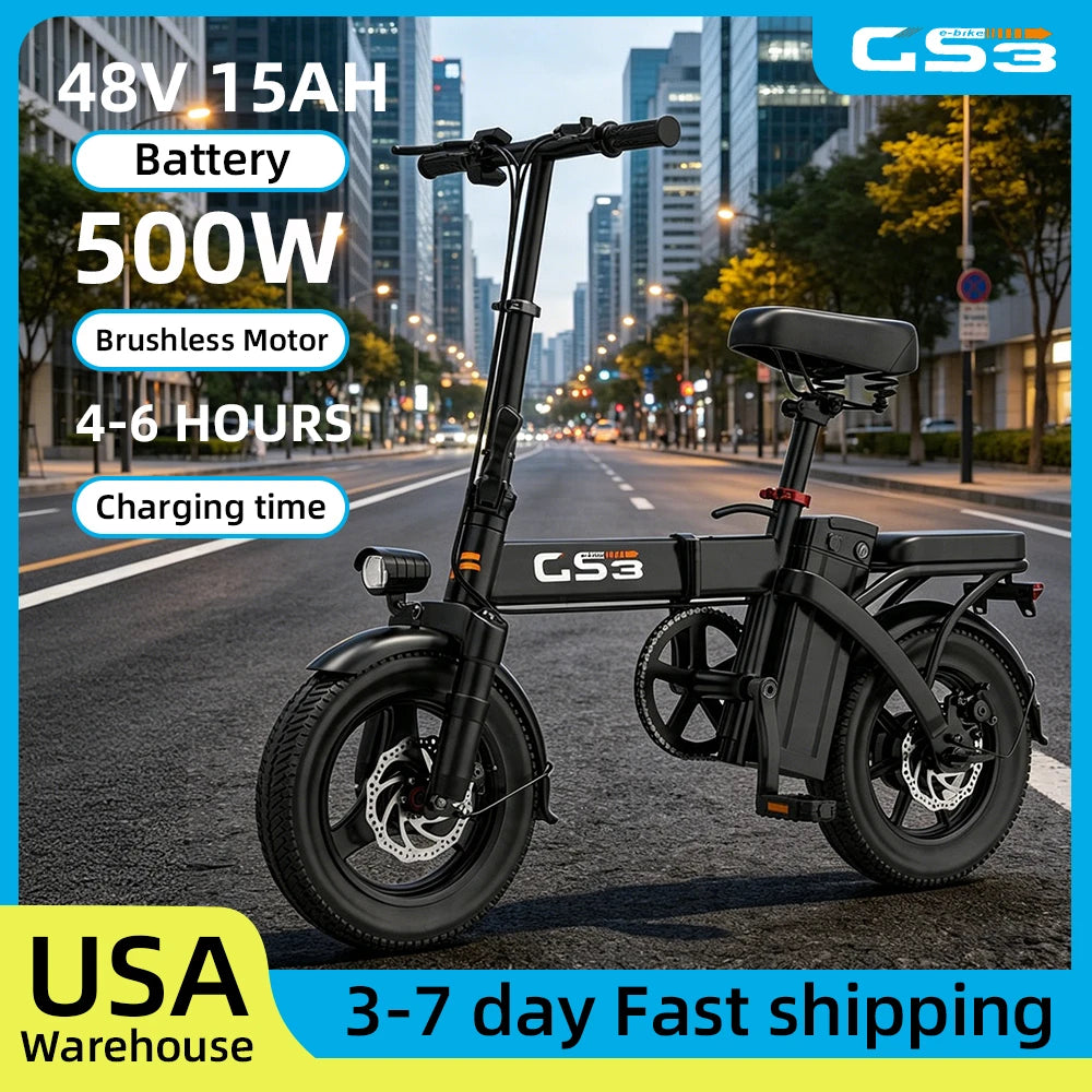 UPlee GS3 Folding Electric Bike With Powerful 500W Motor Power