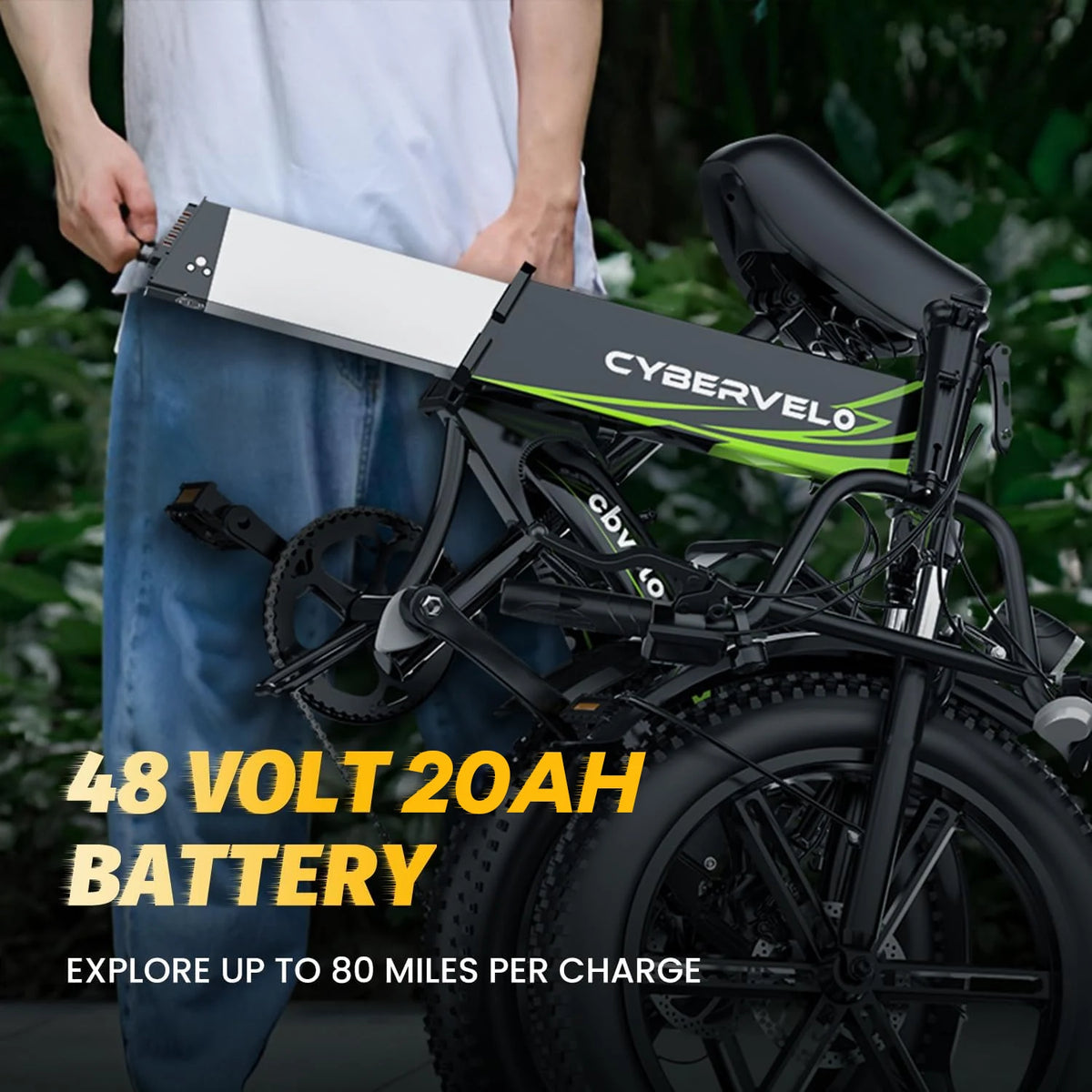 Cybervelo Foldable Off Road Electric Bike With Long Range Battery