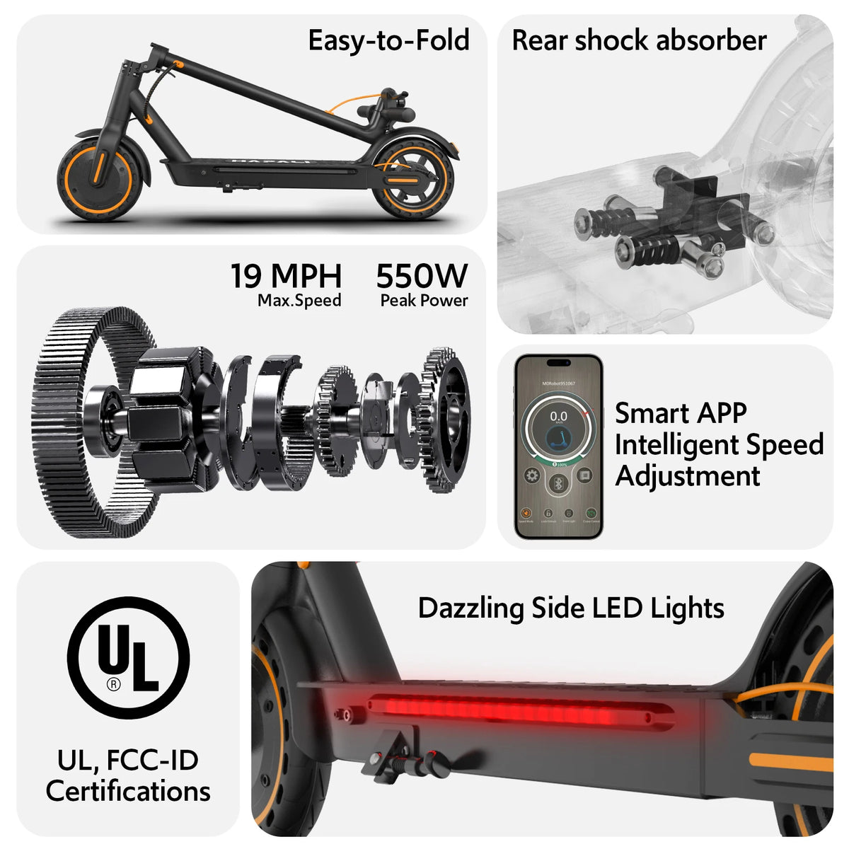 Osboo Foldable Electric Scooter With Dual Suspension And Turn Signals