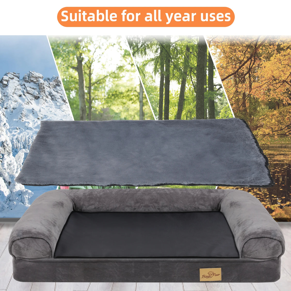 Bingopaw Orthopedic Dog Bed With Waterproof Washable Removable Cover