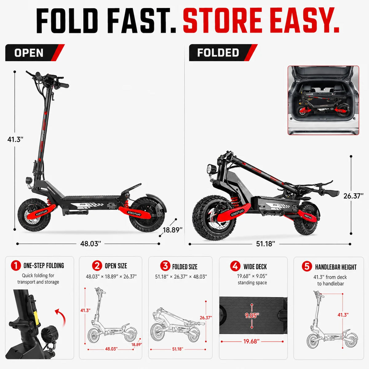 EOEOTWO GT06 Electric Scooter With 1200W Motor And Dual Suspension