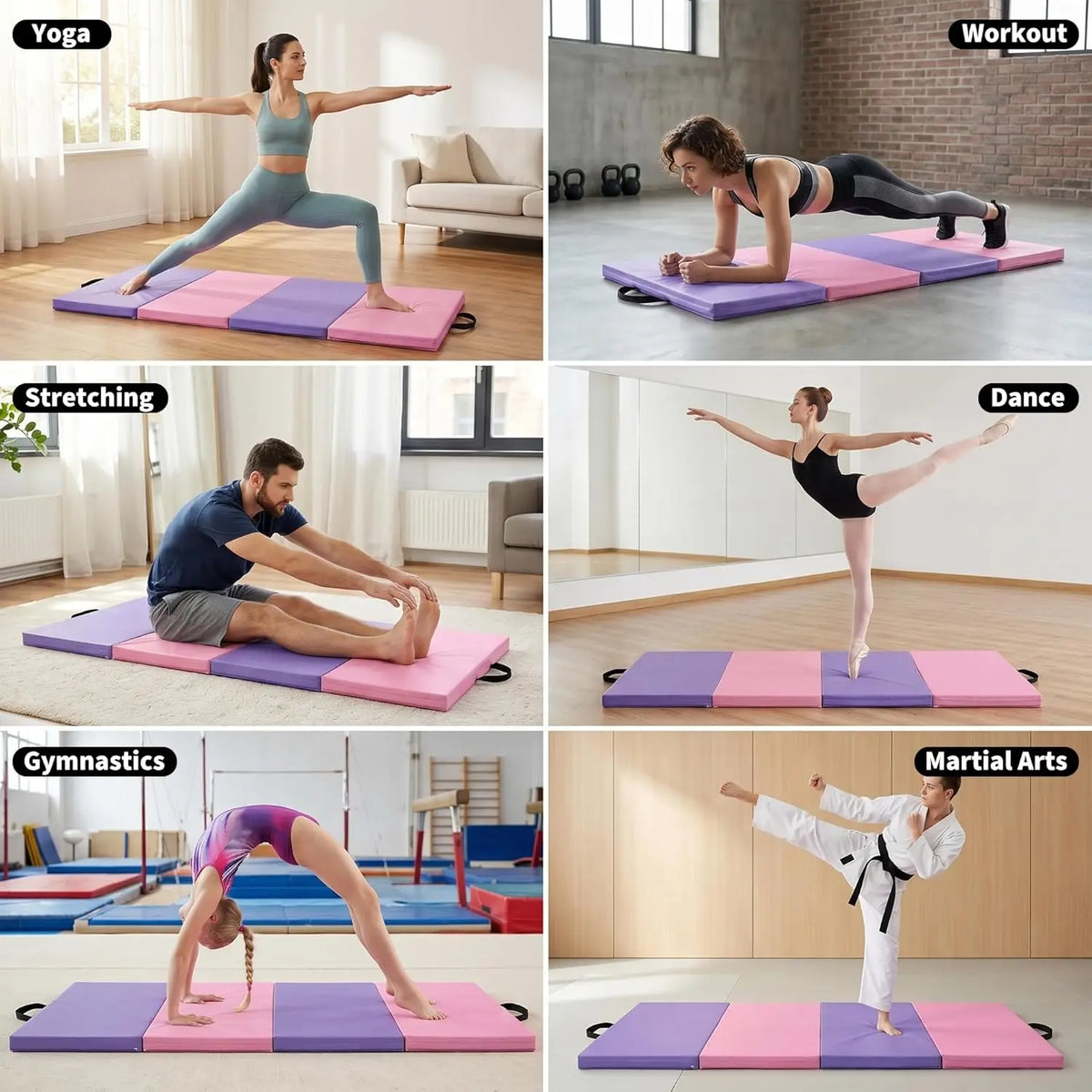 HiMISS Four Fold Gymnastics Mat for Tumbling, Yoga and Workouts