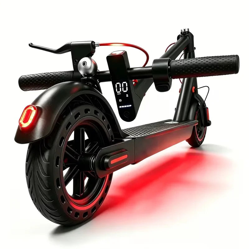 Adult Folding Electric Scooter With Solid Tires And LED Lights