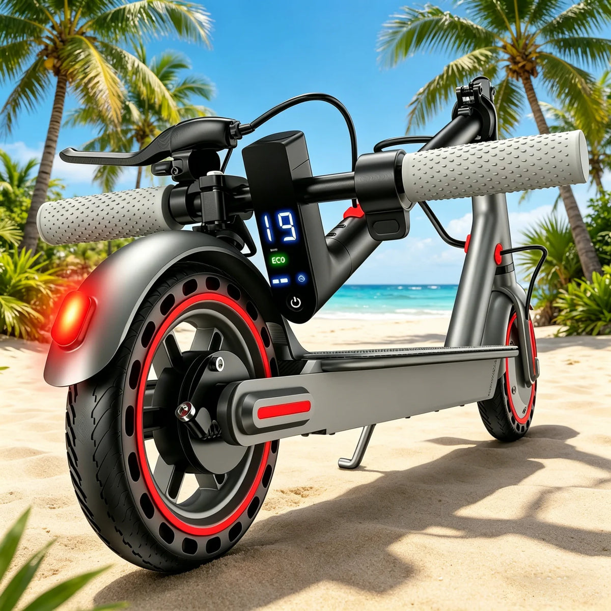 Foldable Electric Scooter with Solid Tires, Dual Brakes and Display