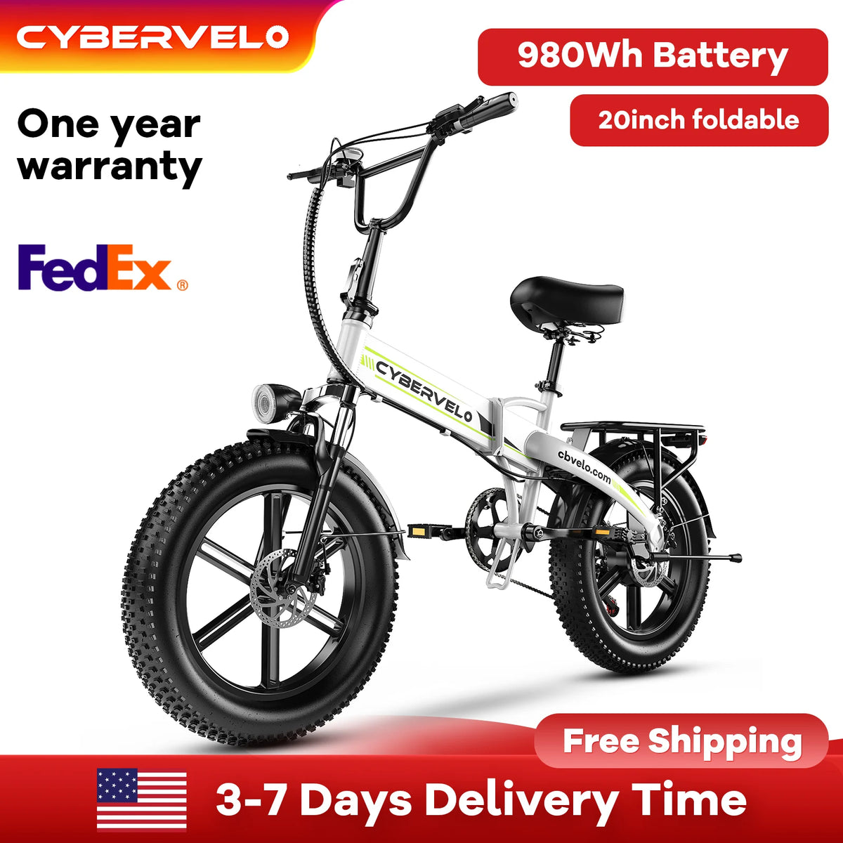 Cybervelo Foldable Off Road Electric Bike With Long Range Battery