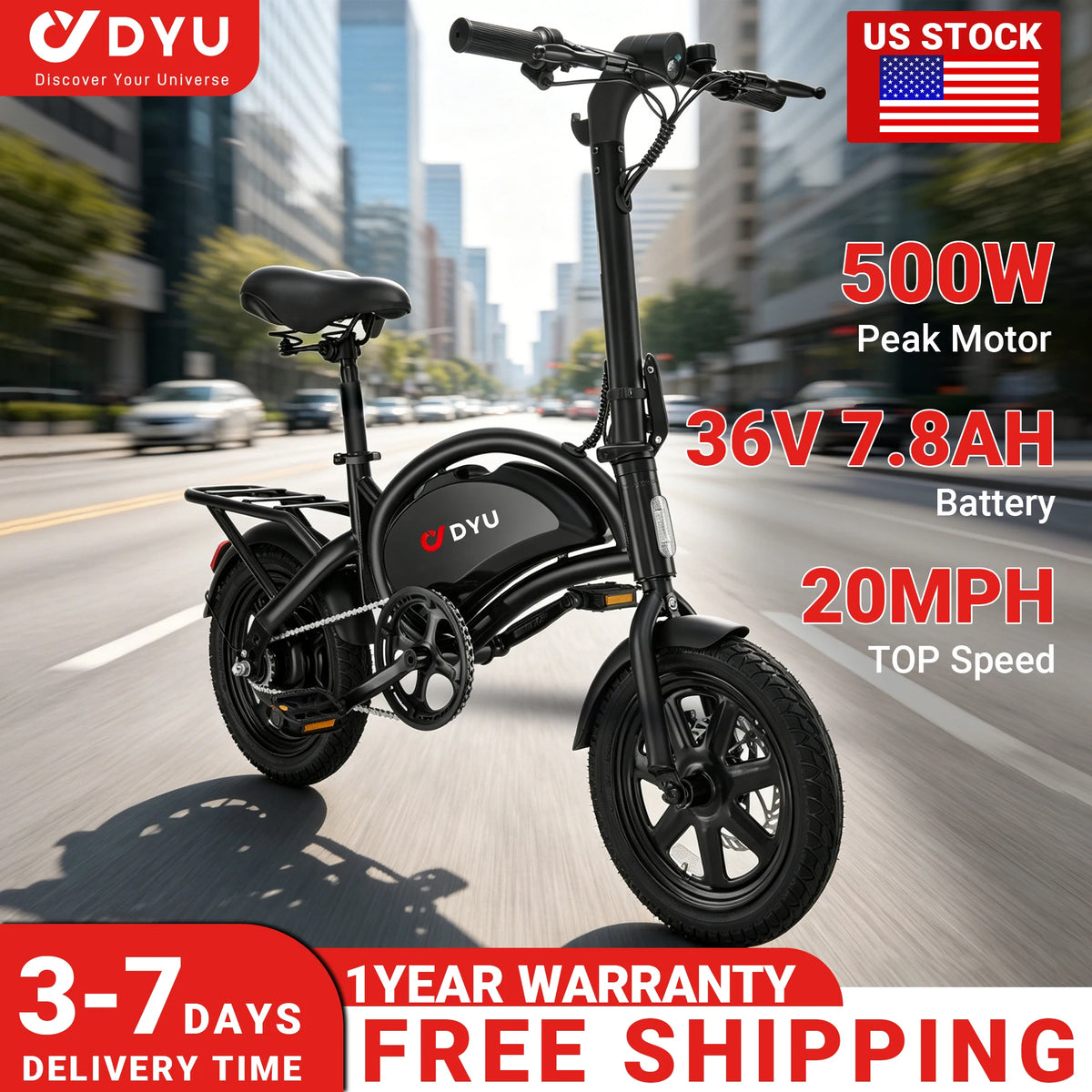 DYU D3F Folding Electric Bike For Convenient City Riding