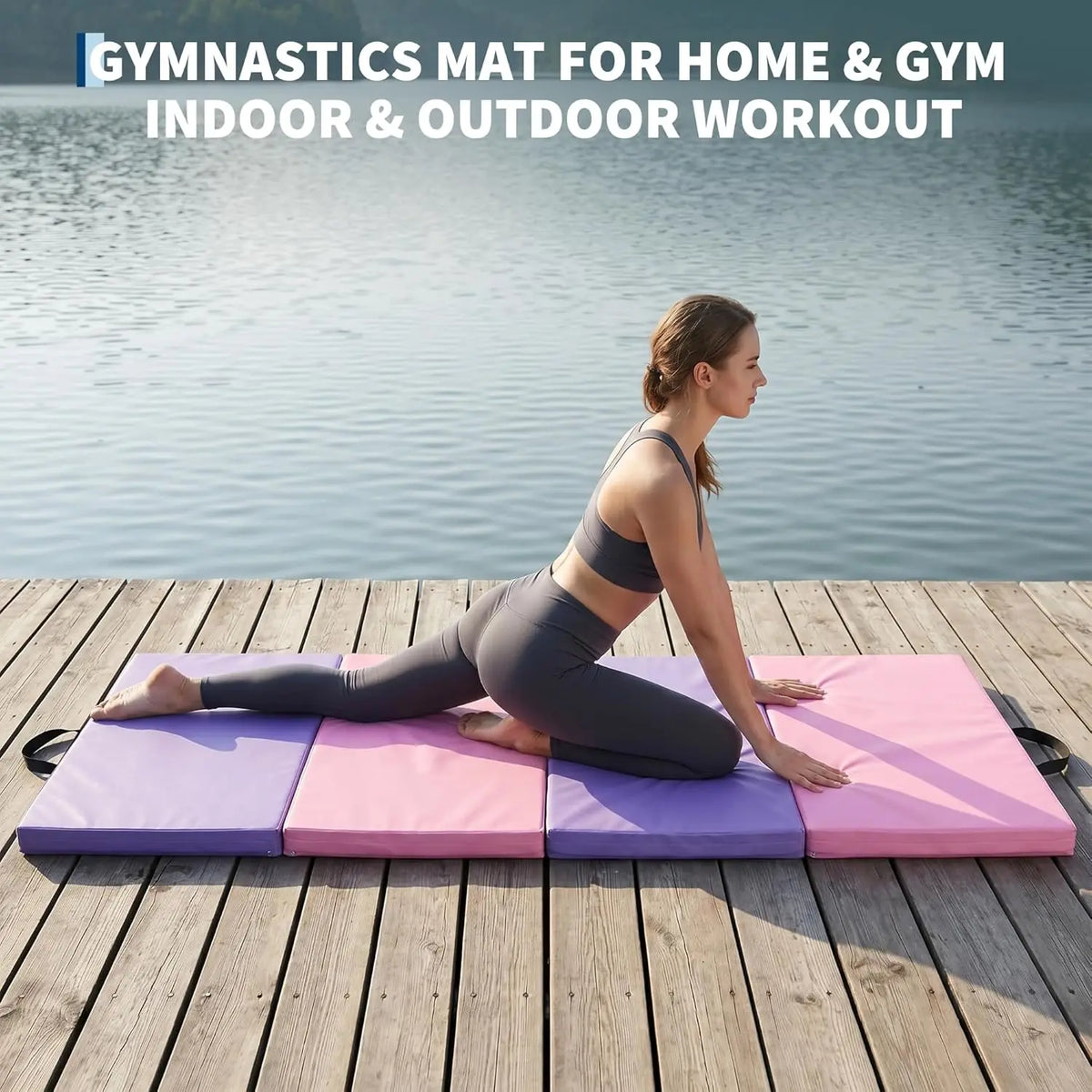 HiMISS Four Fold Gymnastics Mat for Tumbling, Yoga and Workouts