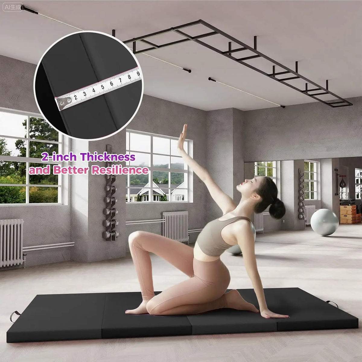 Foldable Exercise Mat With Cushioned Support For Yoga And Training