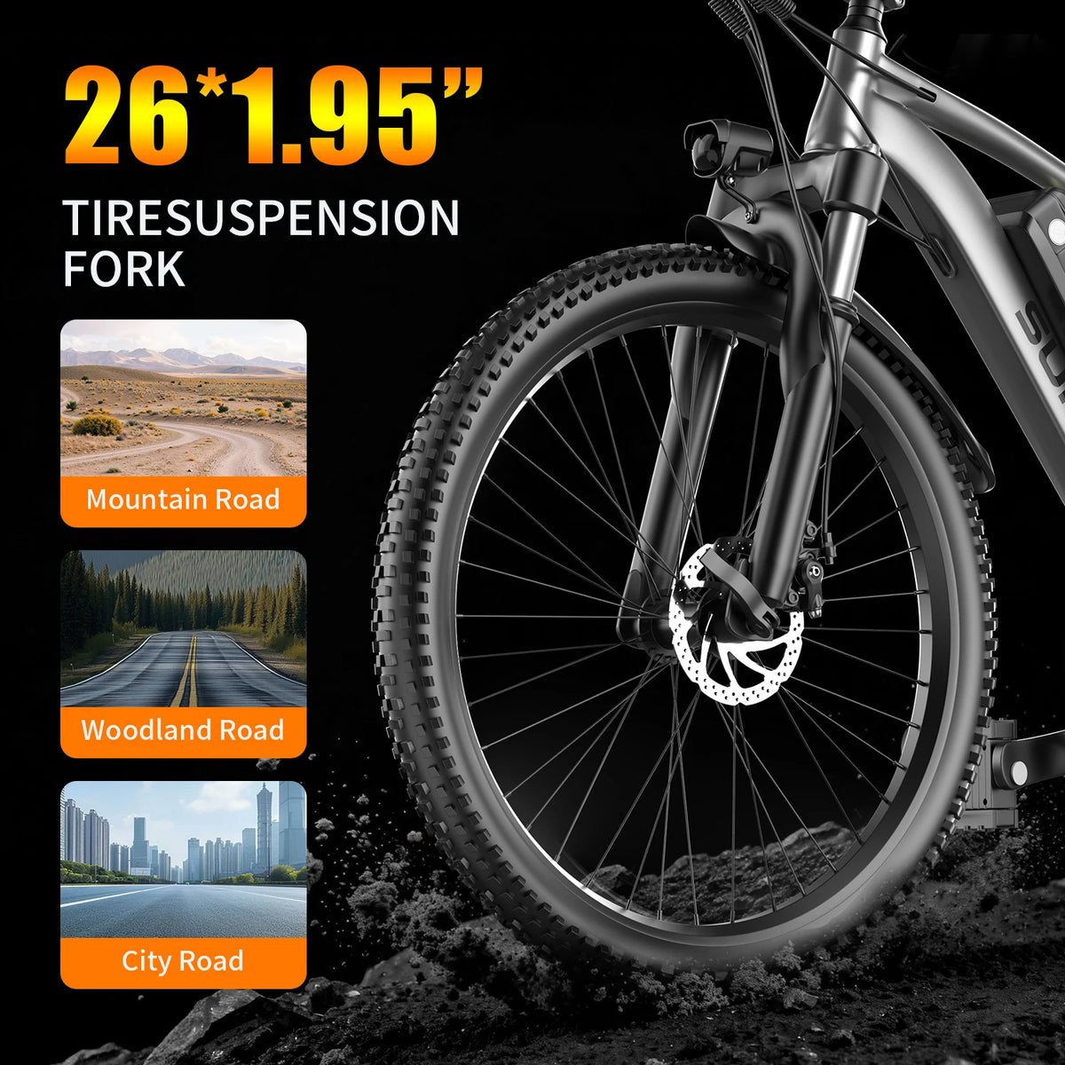 UPlee G73 Electric Fat Tire Mountain Bike With Brushless Motor
