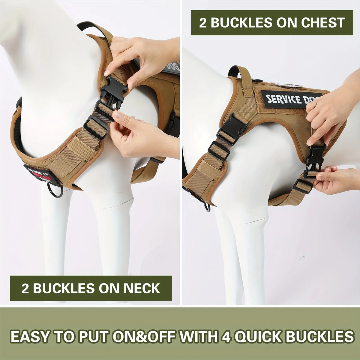 Tactical Dog Harness With Reflective Straps And No Pull Control