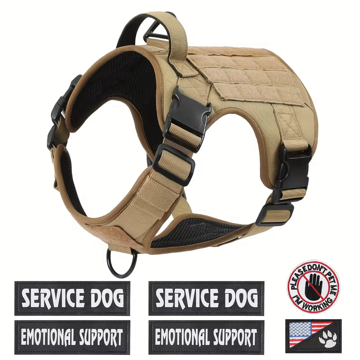 Tactical Dog Harness With Reflective Straps And No Pull Control