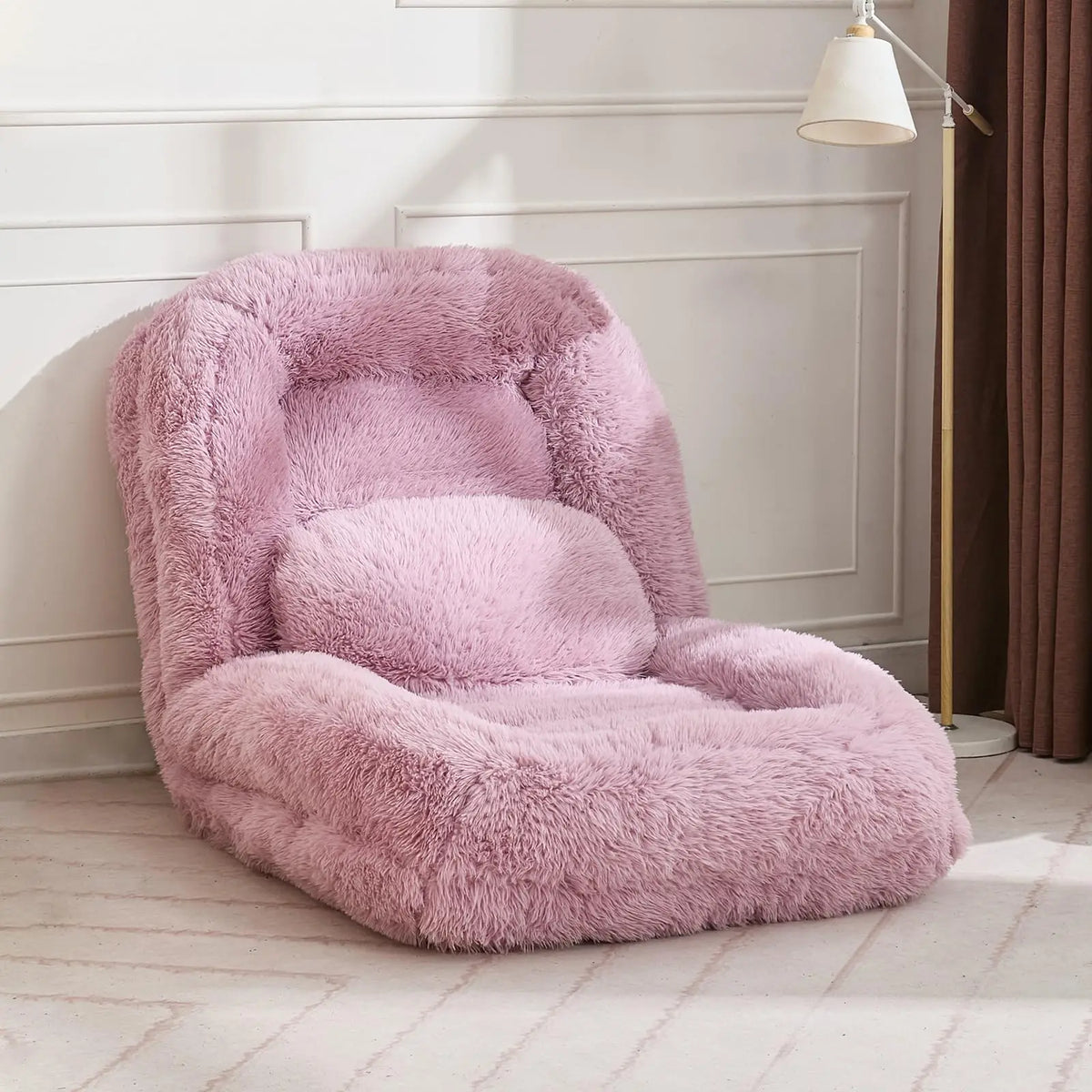 Convertible Upholstered Sofa Bed With Adjustable Backrest And Two Pillows