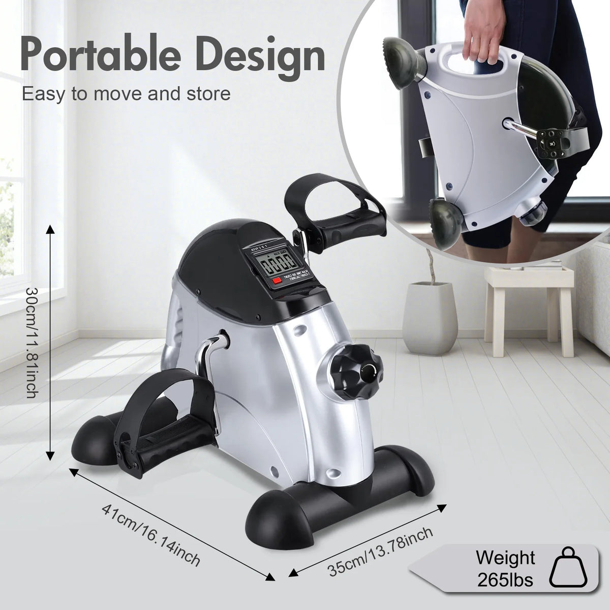 Motorized Under Desk Pedal Exerciser Bike With LCD Display