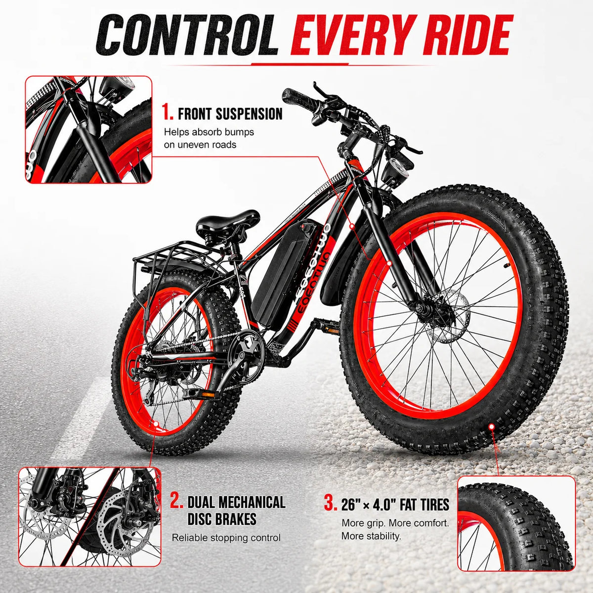 Eoeotwo 1500W Adult Fat Tire All Terrain Electric Commuter Bike
