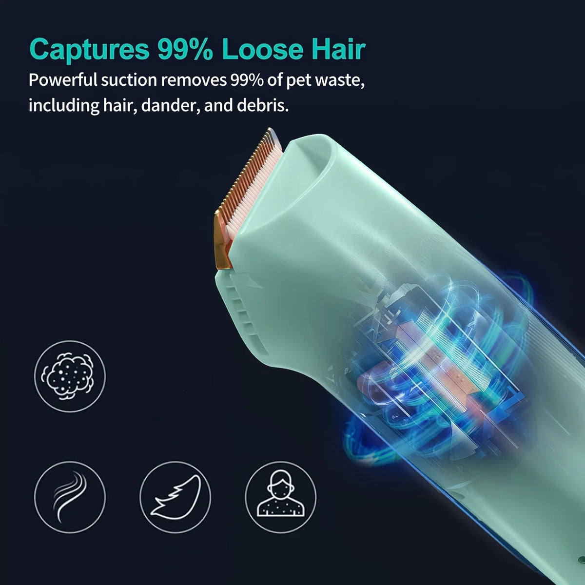 Pet Grooming Vacuum Kit With Powerful Hair Removal And Clipper