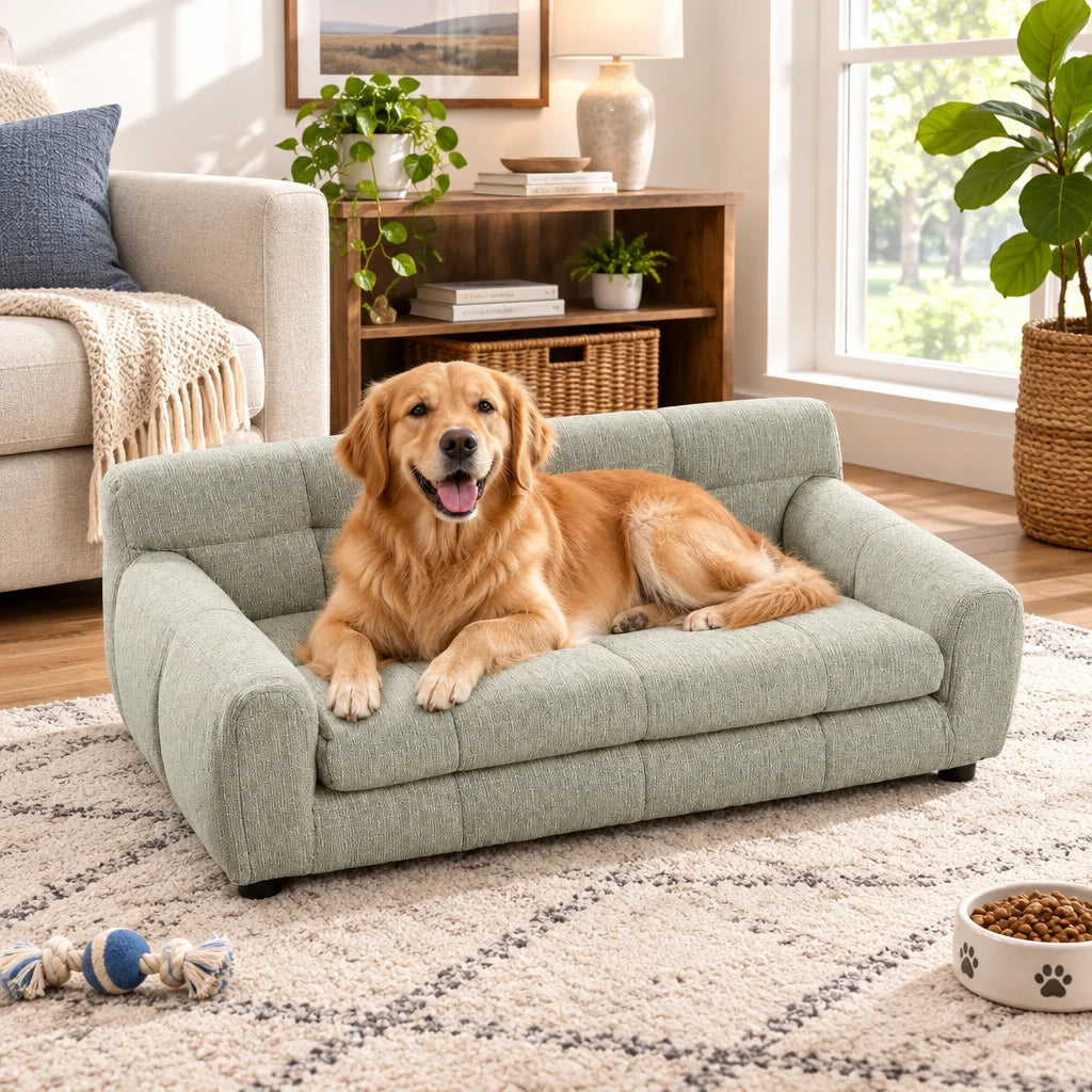 Breathable Dog Sofa Bed With Backrest And Armrests