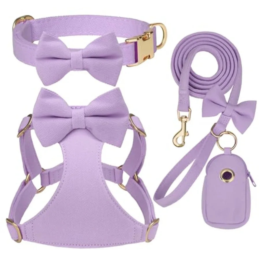 Adjustable Step-In Dog Harness Collar and Leash Set for Walking